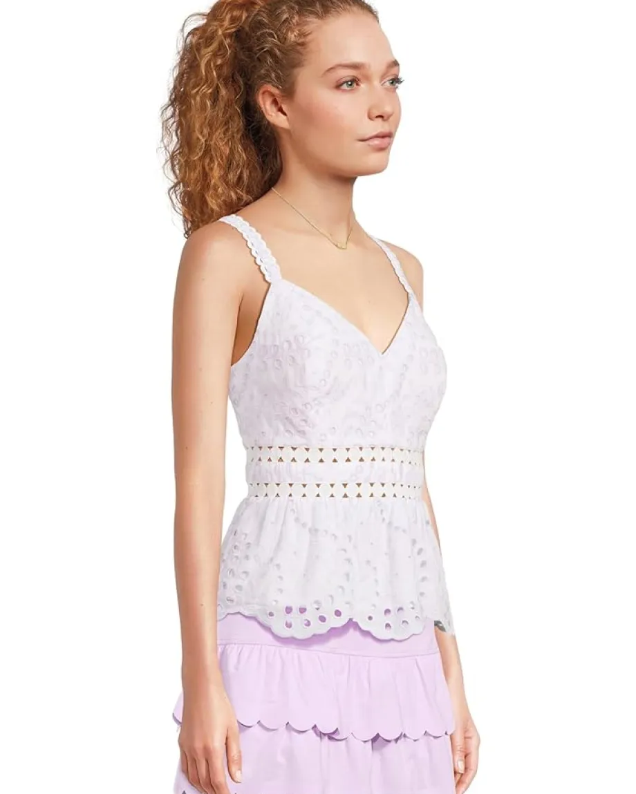 Lilly Pulitzer Tiah Eyelet Top Water Hyacinth Dancing Daisies Eyelet New