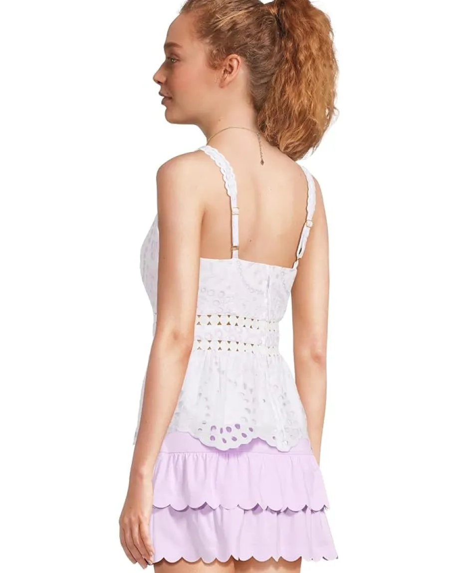 Lilly Pulitzer Tiah Eyelet Top Water Hyacinth Dancing Daisies Eyelet New