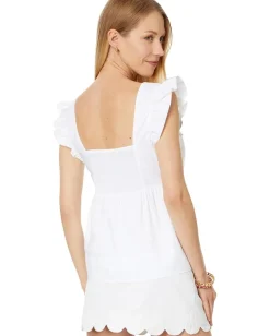 Lilly Pulitzer Tiana Babydoll Cotton Top Resort White Sale