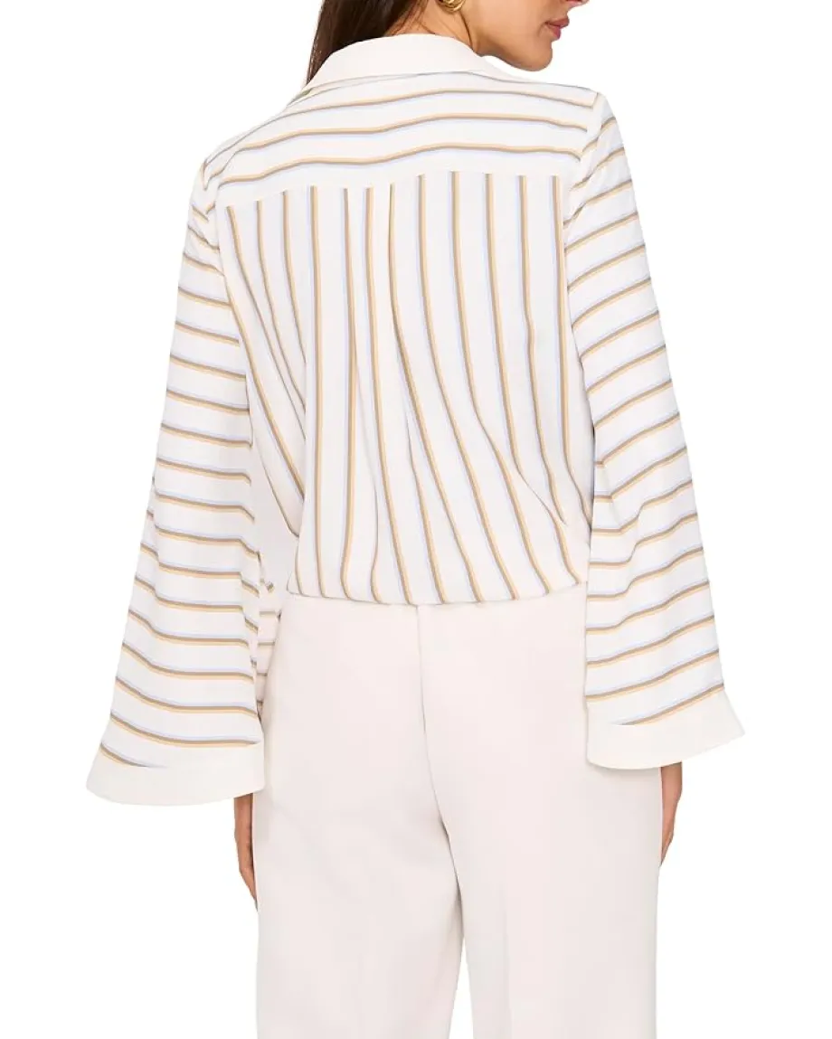 Women Vince Camuto Tie Front Button Up Collared Blouse