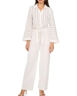 Women Vince Camuto Tie Front Button Up Collared Blouse