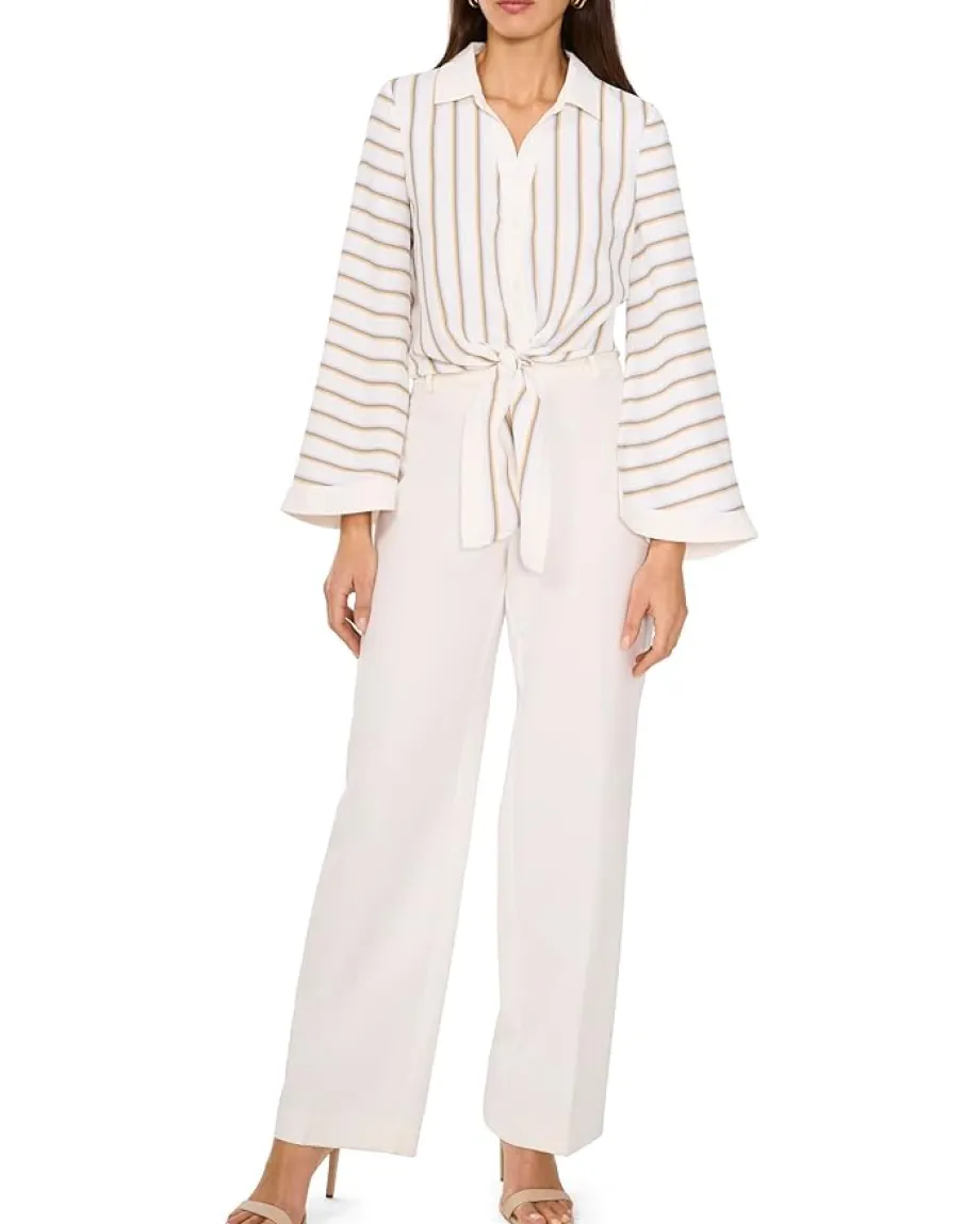 Women Vince Camuto Tie Front Button Up Collared Blouse