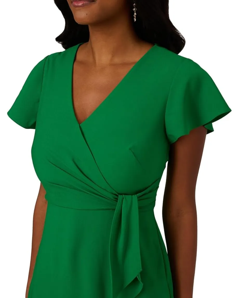 Women Adrianna Papell Tie Front Flutter Midi Dress