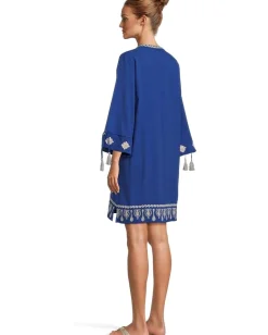 Johnny Was Tie Front Kimono Sleeve Dress (slip) Bluing Best