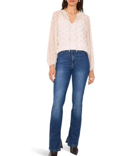 Women Vince Camuto Tie Neck Shirring Long Sleeve