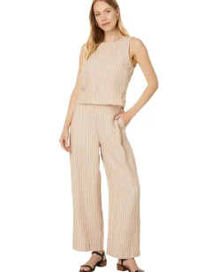 Women Madewell Tie-Back Scoopneck Top in Striped 100% Linen