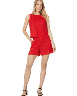 Women Madewell Tie-Back Scoopneck Top in Striped 100% Linen