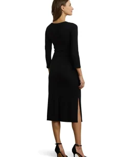 Women Lauren Ralph Lauren Tie-Front Cotton-Blend Crewneck Dress