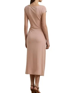 Lauren Ralph Lauren Tie-Front Jersey Boatneck Midi Dress Sunrise Blush Best