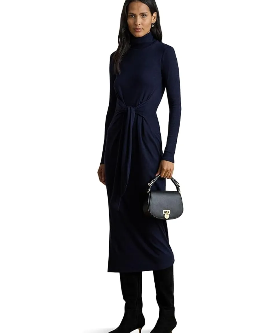 Women Lauren Ralph Lauren Tie-Front Turtleneck Dress