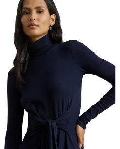 Women Lauren Ralph Lauren Tie-Front Turtleneck Dress