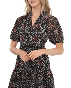 Women CeCe Tiered Ruffle Neck Dress