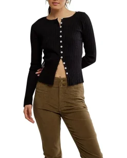 Free People Tilly Long Sleeve Cardi Black Clearance