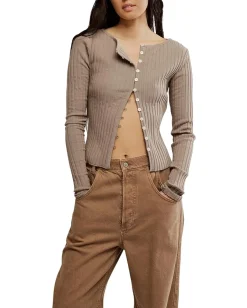 Free People Tilly Long Sleeve Cardi Fallen Rock New