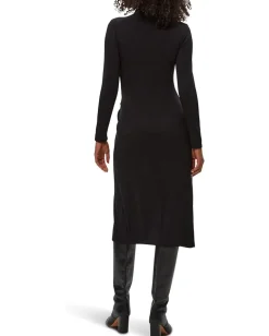 Michael Stars Tish Mock Neck Midi Dress w/ Slit Black Hot