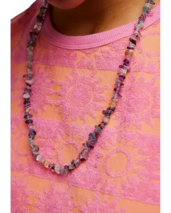 Free People Towel Terry Top Pink Combo Hot