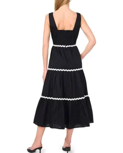 CeCe Trim Square Neck Tiered Maxi Rich Black