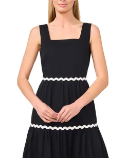 CeCe Trim Square Neck Tiered Maxi Rich Black