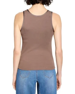 NIC+ZOE Trimmed Perfect Knit Ribbed Tank Cocoa Best