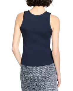 NIC+ZOE Trimmed Perfect Knit Ribbed Tank Dark Indigo Clearance