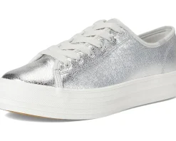 Keds Triple Kick Leather Silver Metallic Leather Discount