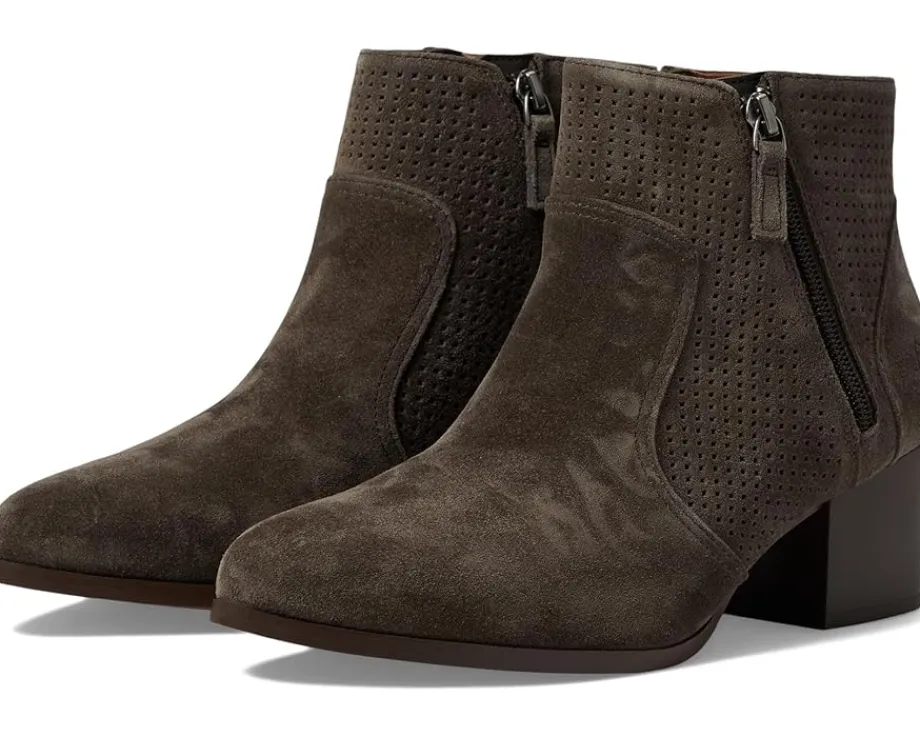 Johnston & Murphy Trista Perfed Double Zip Bootie Dark Gray Suede Clearance