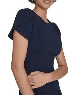 Calvin Klein Tulip Sleeve Aline Dress Indigo Discount