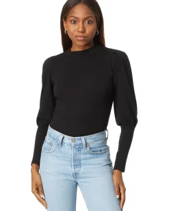 Women bobi Los Angeles Turtleneck with Shirred Sleeve Detail