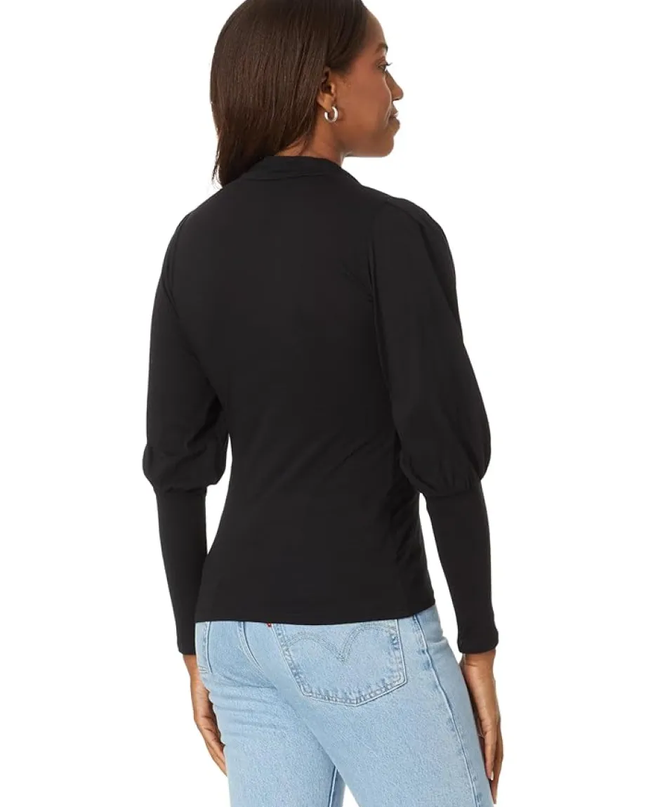 Women bobi Los Angeles Turtleneck with Shirred Sleeve Detail