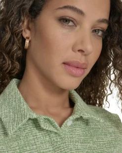 Women Calvin Klein Tweed Short Sleeve Collared Dress