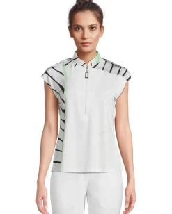 Jamie Sadock Twist & Turn Print Short Sleeve Top Creme De Mint Hot