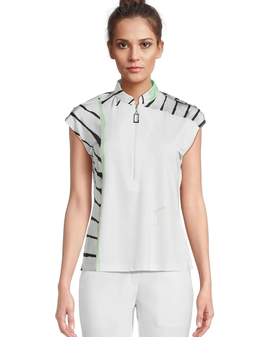 Jamie Sadock Twist & Turn Print Short Sleeve Top Creme De Mint Hot