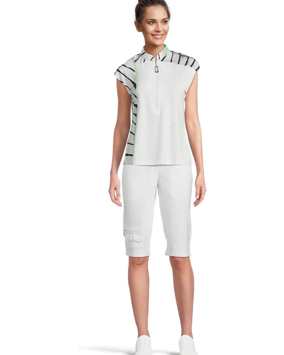 Jamie Sadock Twist & Turn Print Short Sleeve Top Creme De Mint Hot