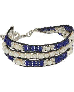 Lucky Brand Twisted Pearl and Blue Bracelet Silver Hot