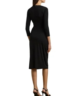 Lauren Ralph Lauren Twist-Front Jersey Surplice Dress Black