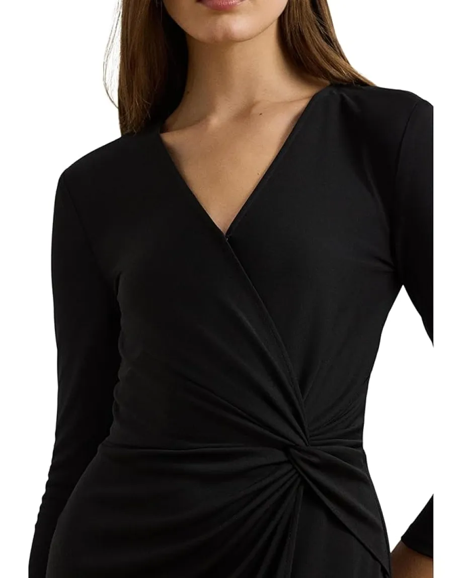 Lauren Ralph Lauren Twist-Front Jersey Surplice Dress Black