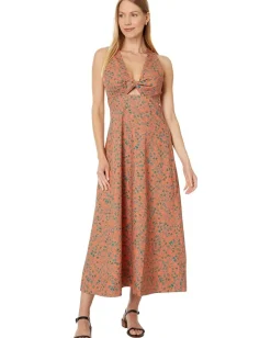 Madewell Twist-Front Midi Dress in Floral Sunset Haze