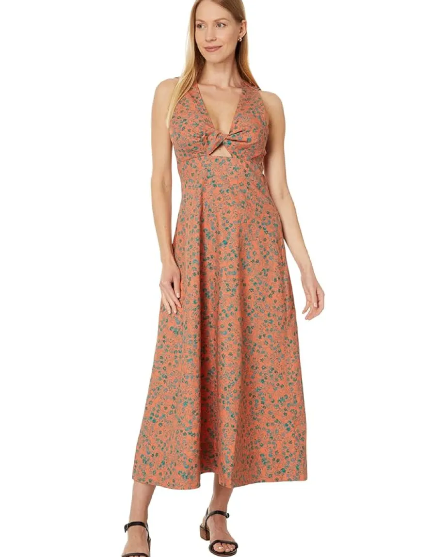 Madewell Twist-Front Midi Dress in Floral Sunset Haze