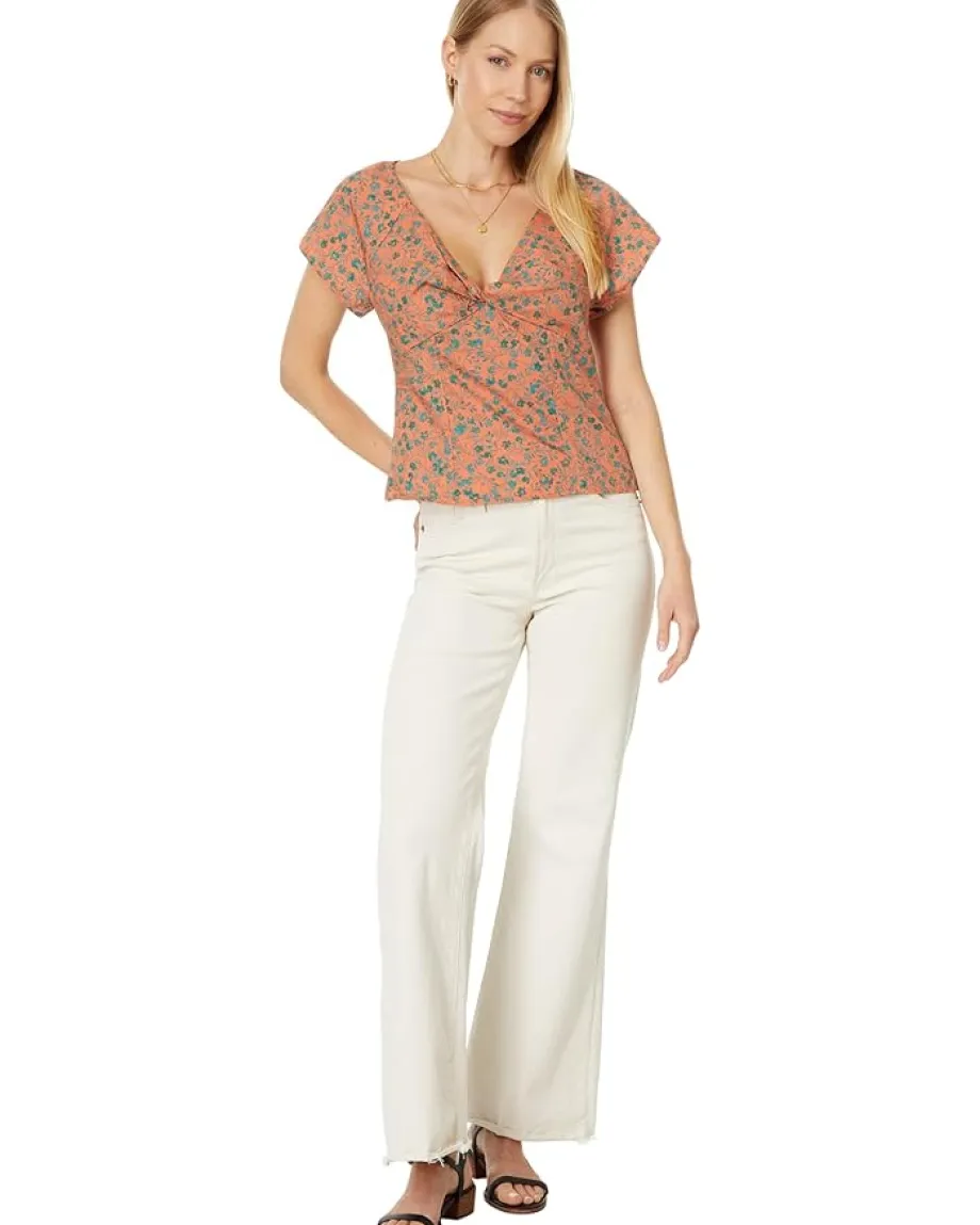 Women Madewell Twist-Front Seamed Top in Poplin