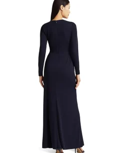 Lauren Ralph Lauren Twist-Front Stretch Jersey Gown Lighthouse Navy Outlet
