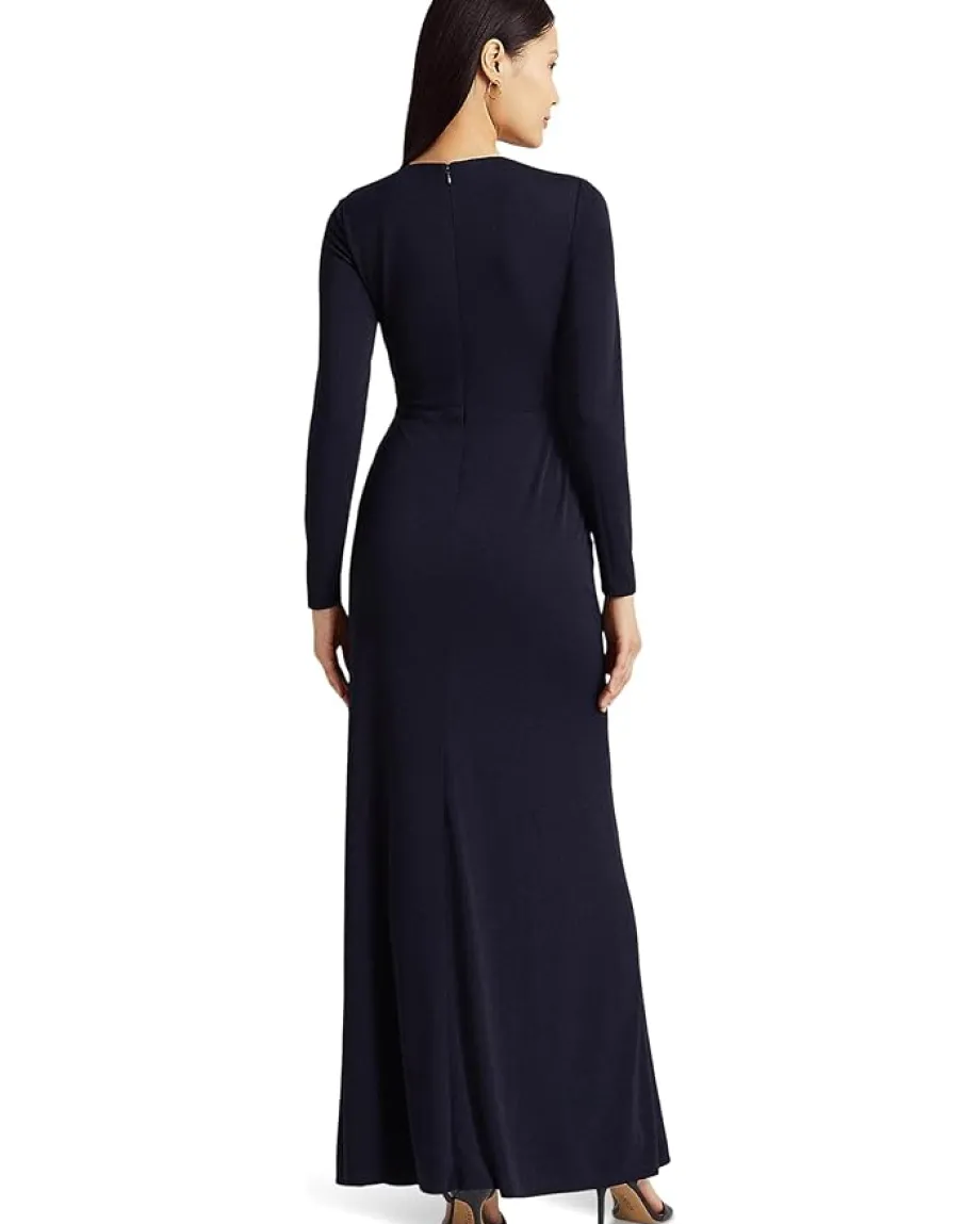 Lauren Ralph Lauren Twist-Front Stretch Jersey Gown Lighthouse Navy Outlet
