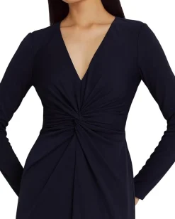 Lauren Ralph Lauren Twist-Front Stretch Jersey Gown Lighthouse Navy Outlet