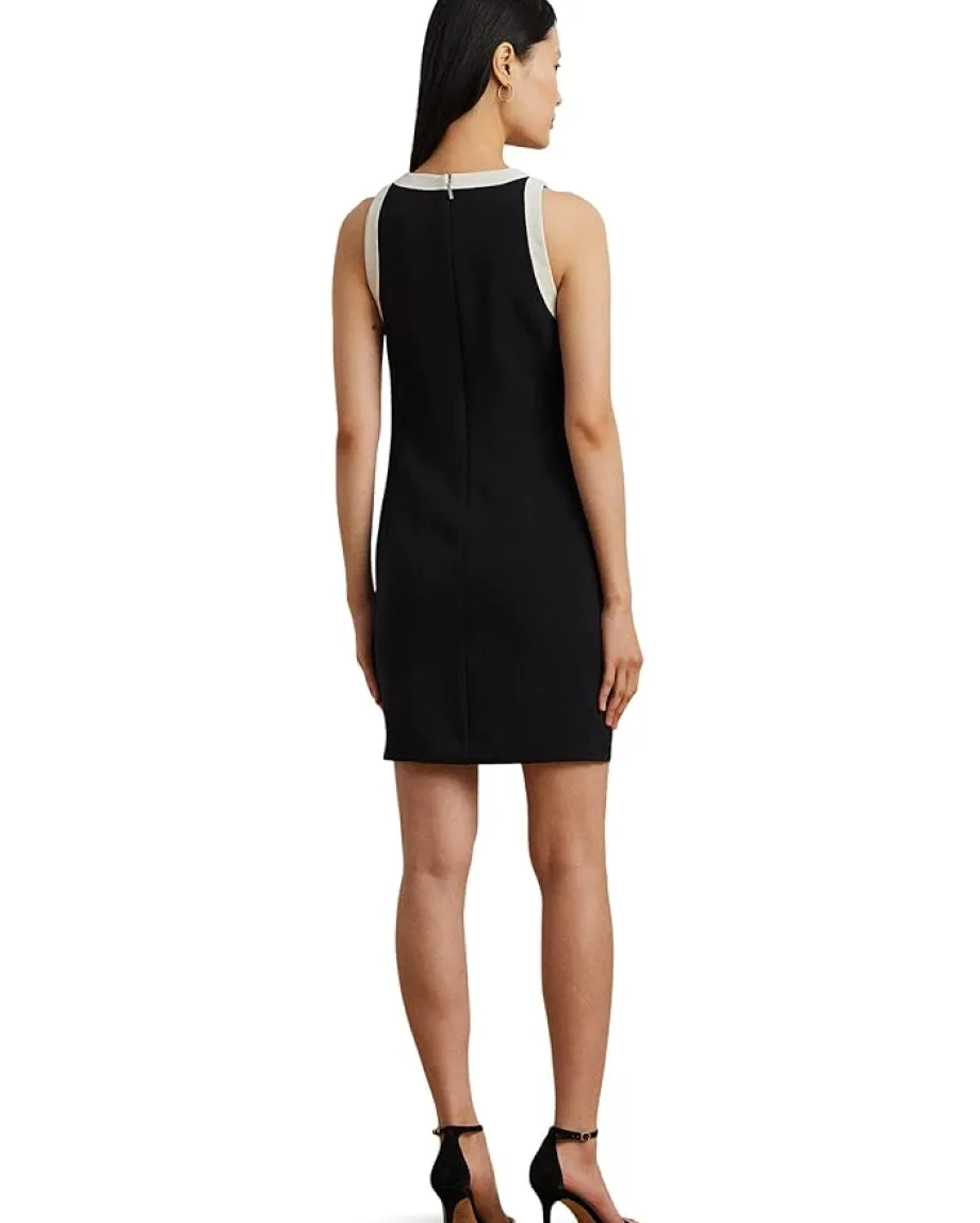Lauren Ralph Lauren Two Tone Crepe Sleeveless Shift Dress Black/Mascarpone Cream Online