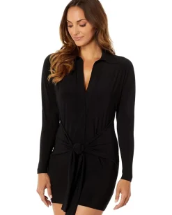 Norma Kamali TY Front NK Shirt Mini Dress Black 1 Online