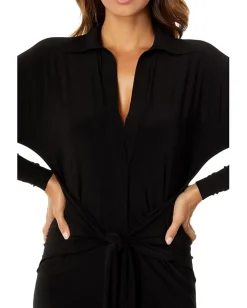 Norma Kamali TY Front NK Shirt Mini Dress Black 1 Online