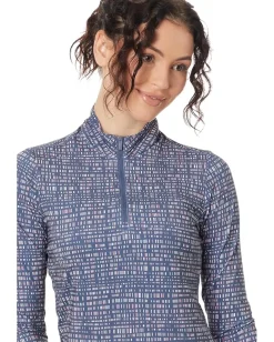 Women adidas Golf Ultimate365 Printed 1/4 Zip Mock Tee