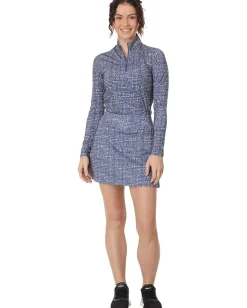 Women adidas Golf Ultimate365 Printed 1/4 Zip Mock Tee