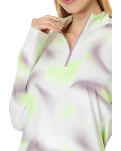 adidas Golf Ultimate365 Printed Mock Quarter Zip Golf Pullover Green Spark New