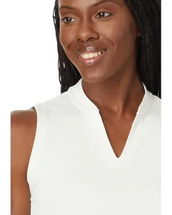 adidas Golf Ultimate365 Textured Sleeveless Polo Ivory Hot