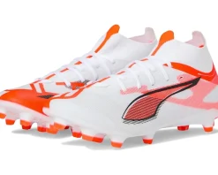 PUMA Ultra 5 Match+ Firm, Artificial Ground Soccer Cleats Puma White-Puma Black-Glowing Red Discount